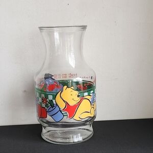 Winnie Pooh Carafe Glass Disney Vintage Pitcher
